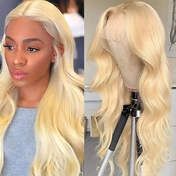 Full Lace Wig 613 Body Wave Human Hair Blonde Lace Front Wigs