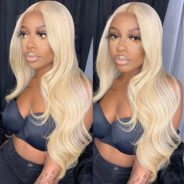 Full Lace Wig 613 Body Wave Human Hair Blonde Lace Front Wigs