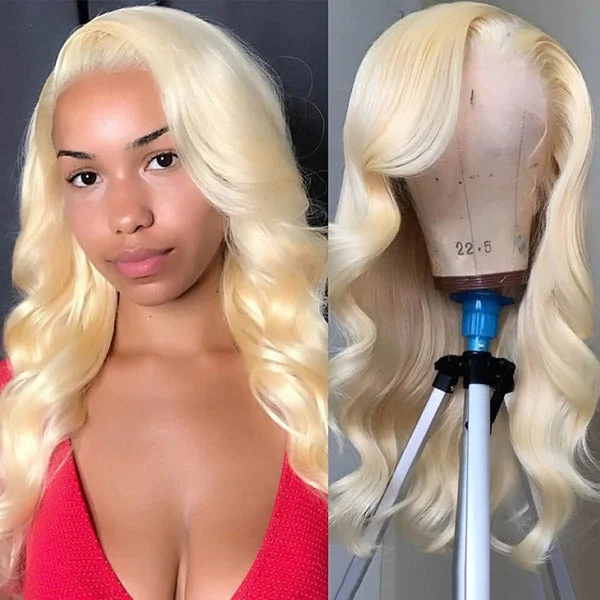 Full Lace Wig 613 Body Wave Human Hair Blonde Lace Front Wigs