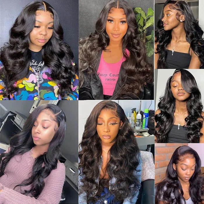 13x6 HD Transparent Lace Front Human Hair Wigs  Brazilian Body Wave Wigs