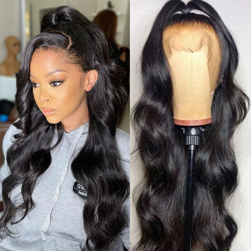 Wesface Body Wave 360 Lace Frontal Wig Natural Black Human Hair Wig