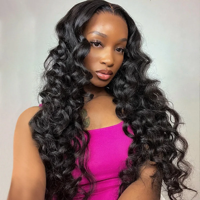 Hairsmarket Glueless Loose Wave Wigs 13x4 HD Lace Front Wigs Pre Plucked Human Hair Wigs