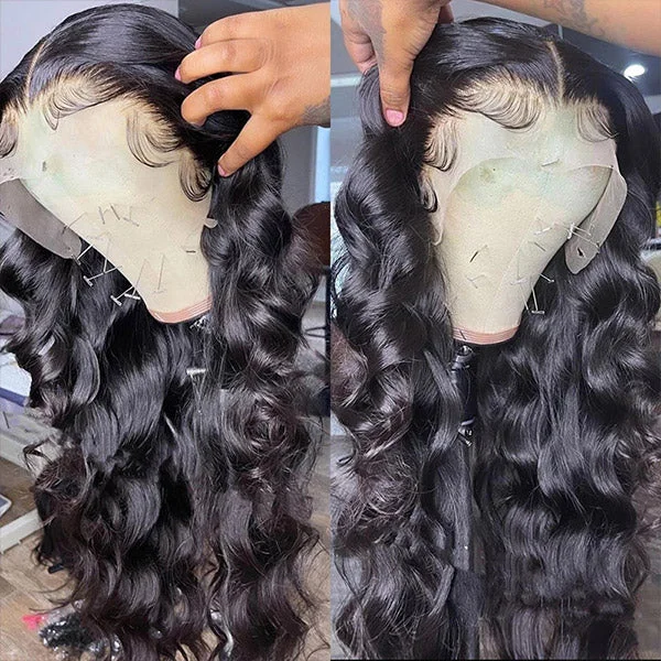 Hairsmarket Glueless Loose Wave Wigs 13x4 HD Lace Front Wigs Pre Plucked Human Hair Wigs