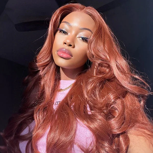 Lolly Hair New Arrival Brick Pink 13x4 HD Lace Front Wig Body Wave Colored Human Hair Wigs