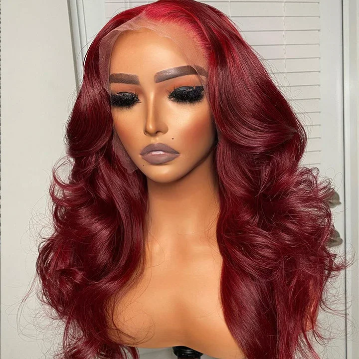 Burgundy Body Wave 13x4/4x4 HD Lace Wig 99j Colored Body Wave Human Hair Wigs