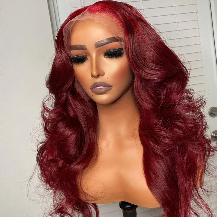 Burgundy Body Wave 13x4/4x4 HD Lace Wig 99j Colored Body Wave Human Hair Wigs