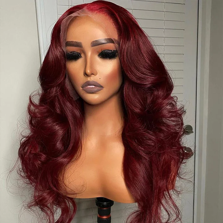 Burgundy Body Wave 13x4/4x4 HD Lace Wig 99j Colored Body Wave Human Hair Wigs