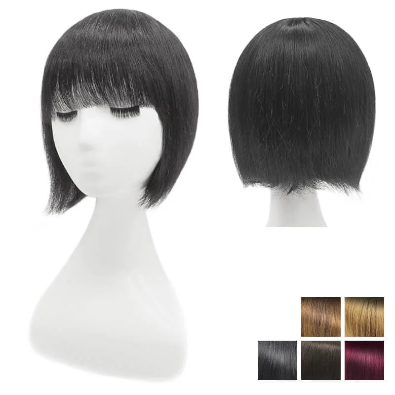 Chic Short Wigs Human Hair With Bangs Capless Black Brown Ombre All Shades