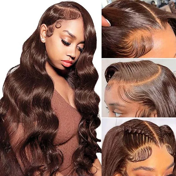 Chocolate Brown Wig 3D Body Wave 5x5 13x4 13x6 Lace Human Hair Wigs