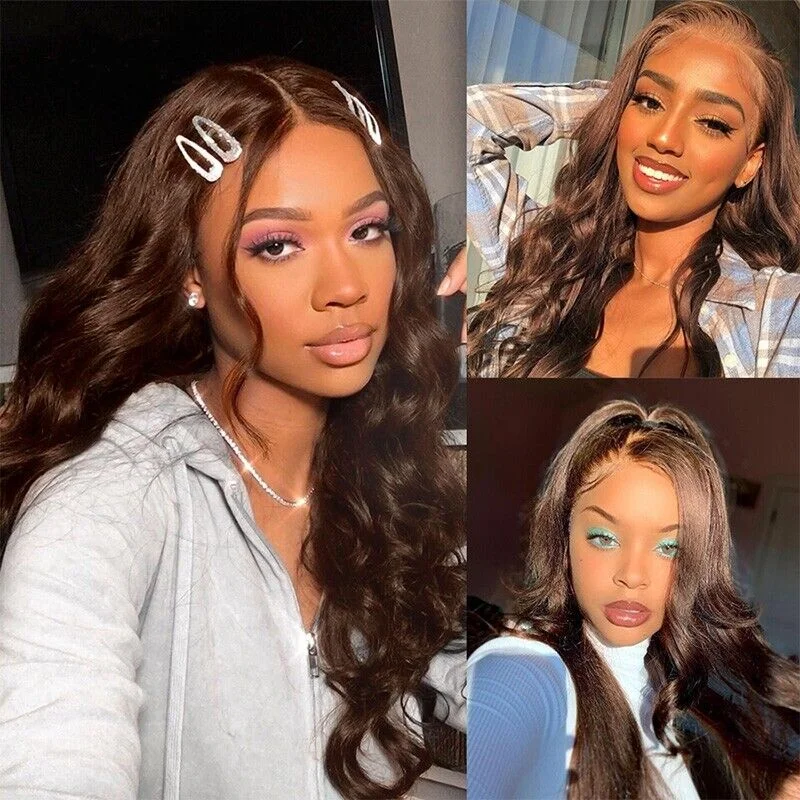 Chocolate Brown Wig 3D Body Wave 5x5 13x4 13x6 Lace Human Hair Wigs