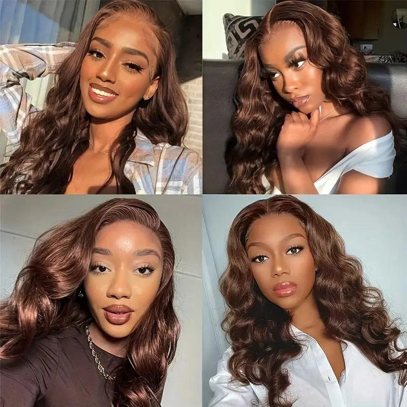 Chocolate Brown Wig 3D Body Wave 5x5 13x4 13x6 Lace Human Hair Wigs