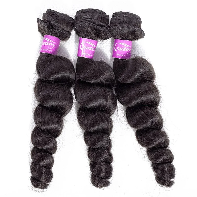 Cranberry 3pcs Lot Human Hair Weave Bundles Peruvian Loose Wave Hair