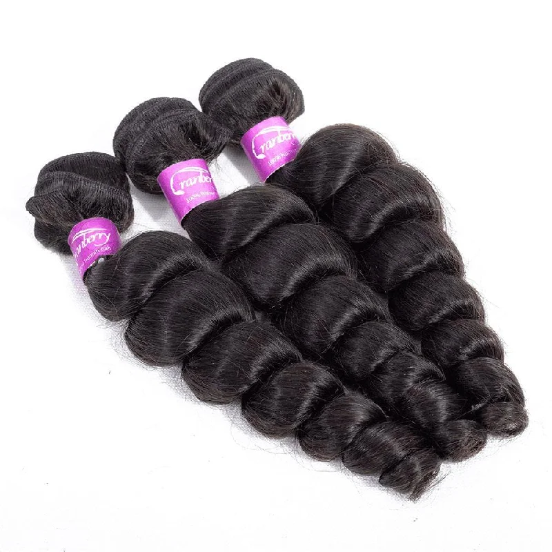 Cranberry 3pcs Lot Human Hair Weave Bundles Peruvian Loose Wave Hair