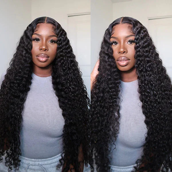 HD Lace 6x5 Lace Closure Wigs Deep Wave Glueless Wig Pre Plucked Natural Black Deep Wave Human Hair Wigs