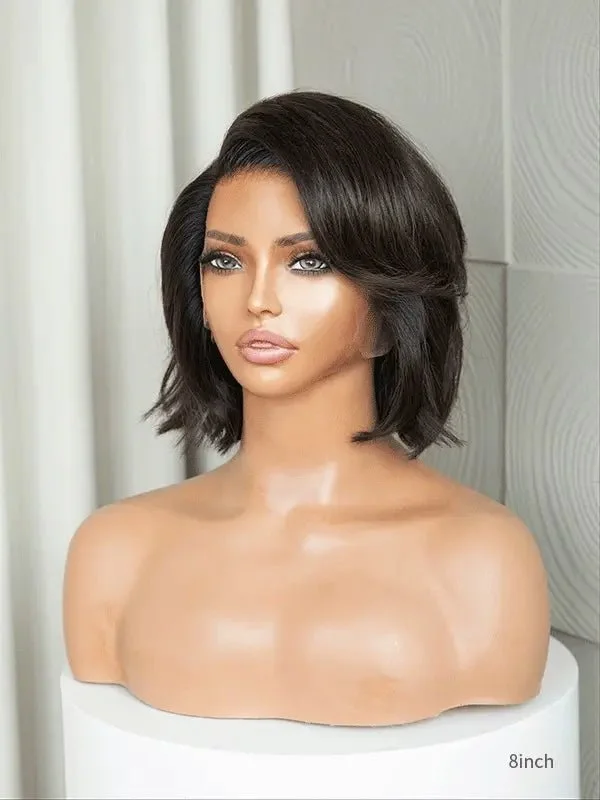 Erin 8-inch Bob Human Hair Fake Scalp Wig