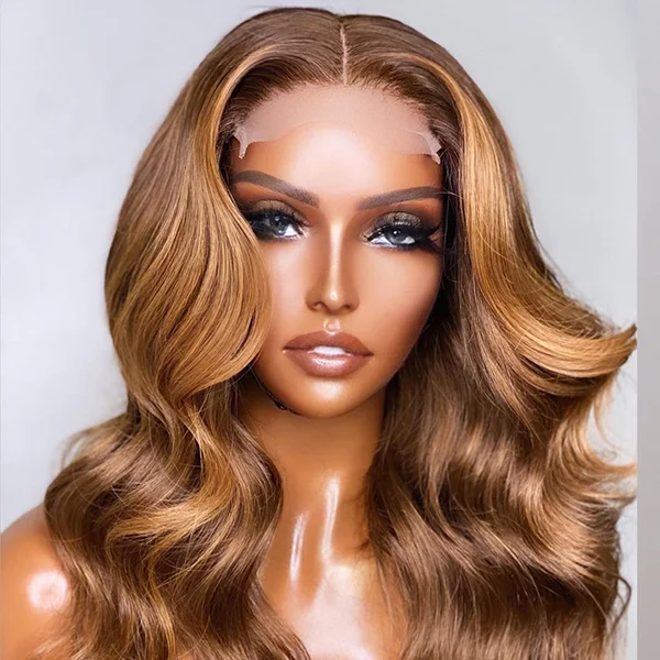 Glueless  Fabulous Ombre Brown Loose Wavy Closure Wig 18""