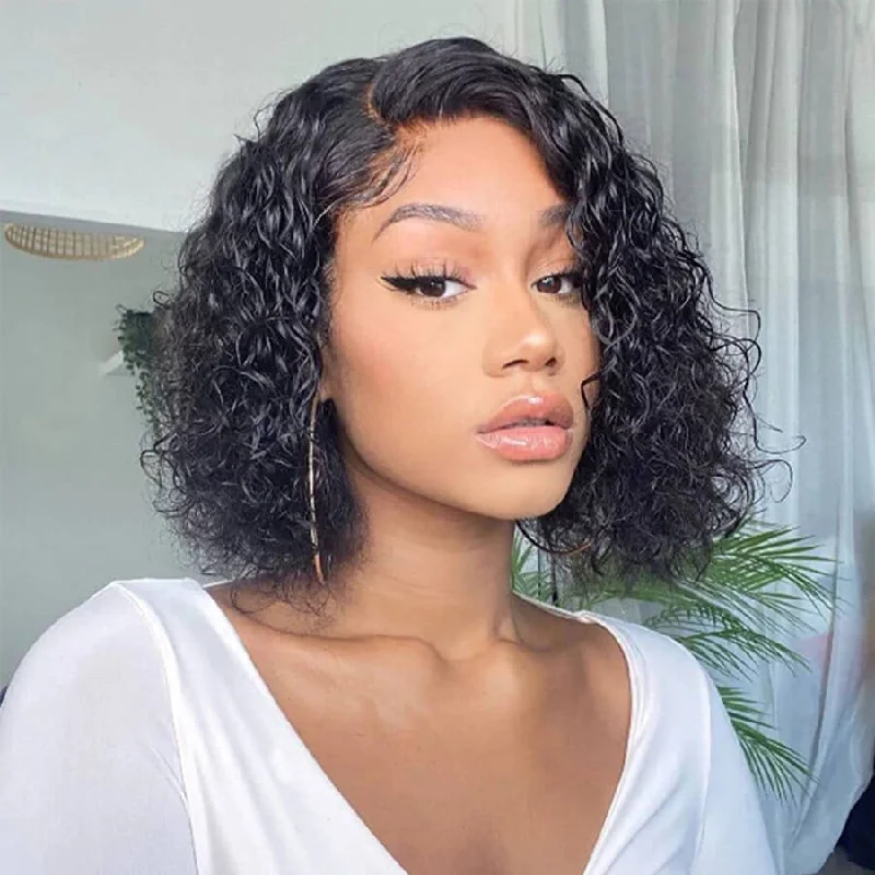 Flash Sale Human Hair short 13x4 lace front wigs bodyvwave straight curly style under $89