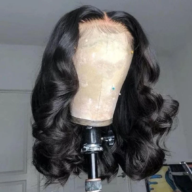 Flash Sale Human Hair short 13x4 lace front wigs bodyvwave straight curly style under $89