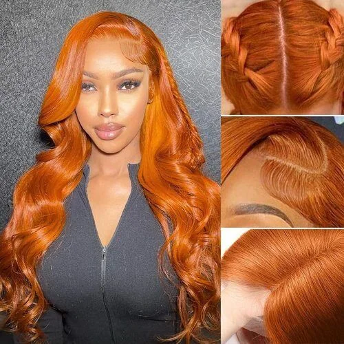 Ginger Colored Body Wave 13x4 Lace Front /4*4 Lace Closure Wigs With Baby Hair - Amanda Hair