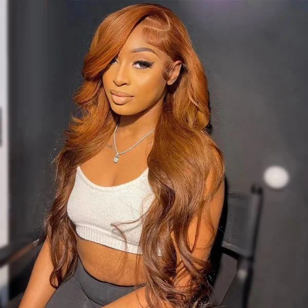 Lolly Ginger Copper Brown Glueless 13x4 HD Lace Front Wigs Body Wave Pre Plucked Colored Human Hair Lace Wigs