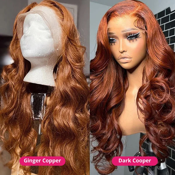 Lolly Ginger Copper Brown Glueless 13x4 HD Lace Front Wigs Body Wave Pre Plucked Colored Human Hair Lace Wigs