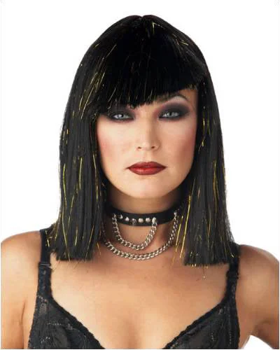 Glimmer Glam Black/Gold Costume Wig by California Costumes