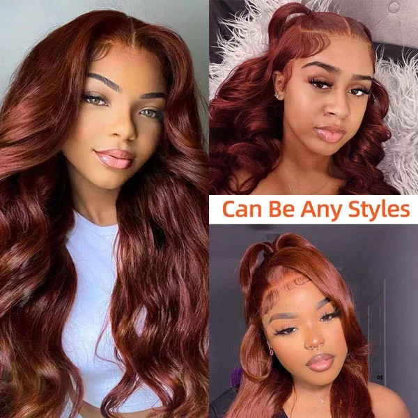 Install & GO Glueless 33# Reddish Brown Body Wave 4x4 13x4 Lace Wigs Wear On The Daily Wig