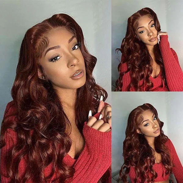 Install & GO Glueless 33# Reddish Brown Body Wave 4x4 13x4 Lace Wigs Wear On The Daily Wig