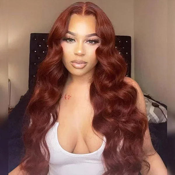 Install & GO Glueless 33# Reddish Brown Body Wave 4x4 13x4 Lace Wigs Wear On The Daily Wig