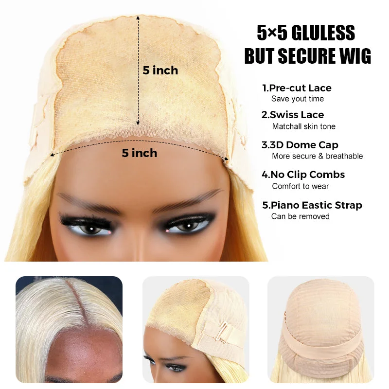 Ashimary Wear Go Wig 613 Blonde Body Wave 4*4 5*5 Transparent HD Lace Closure Wig