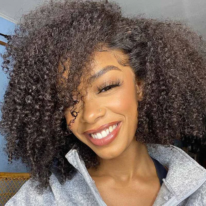 Glueless Invisible HD Lace Afro Kinky Curly 13x4 Lace Front Bob Wig 5x5 Lace Bob Human Hair Wig