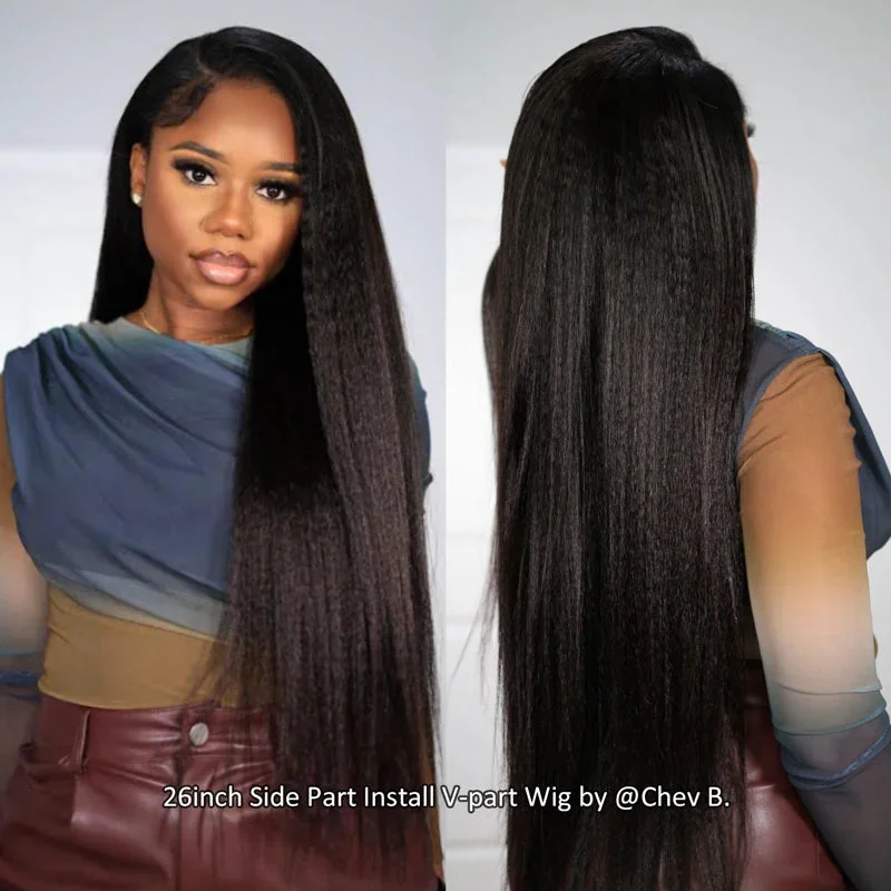 Glueless V Part 0 Skill Needed Wig Beginner Friendly Natural Scalp Curly Human Hair Upgrade Thin Part Wig Without Leave out