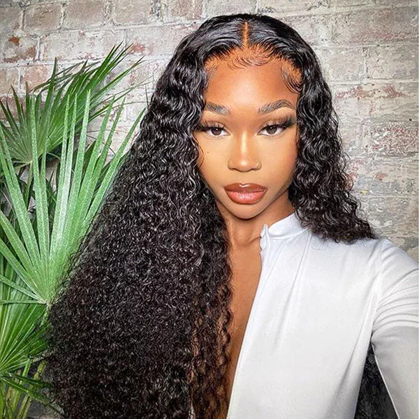 Flowy Glueless Wear And Go Jerry Curly 13x4 HD Frontal Wig With Pre-cut Lace Ready to Wear Wig  Pre Bleach Knots & Plucked Hairline