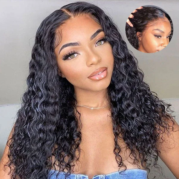 Flowy Glueless Wear And Go Jerry Curly 13x4 HD Frontal Wig With Pre-cut Lace Ready to Wear Wig  Pre Bleach Knots & Plucked Hairline