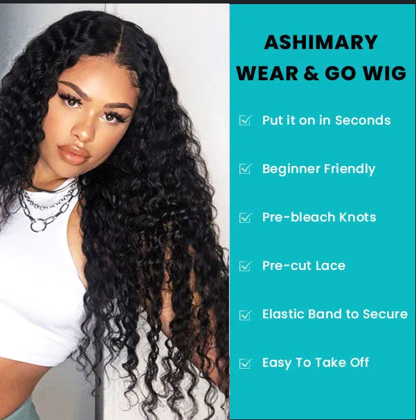 Flowy Glueless Wear And Go Jerry Curly 13x4 HD Frontal Wig With Pre-cut Lace Ready to Wear Wig  Pre Bleach Knots & Plucked Hairline