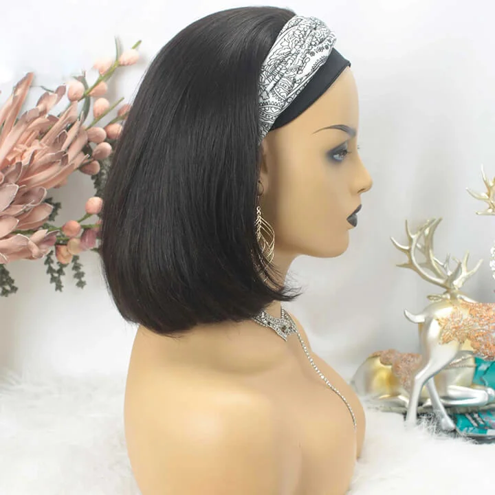 Straight Headband Bob Wig Glueless Human Hair Wigs Beginner Friendly