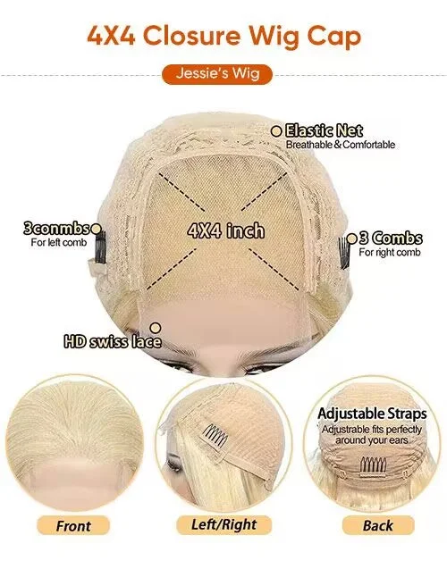 Highlight 613 Blonde Wavy Human Hair Wig P4/613 Body Wave Lace Front Wigs