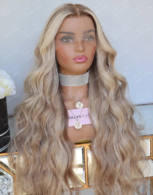 Highlight 613 Blonde Wavy Human Hair Wig P4/613 Body Wave Lace Front Wigs