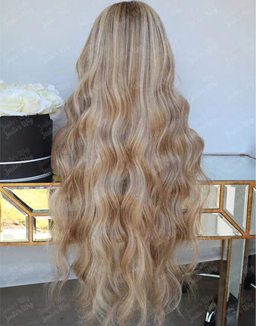 Highlight 613 Blonde Wavy Human Hair Wig P4/613 Body Wave Lace Front Wigs