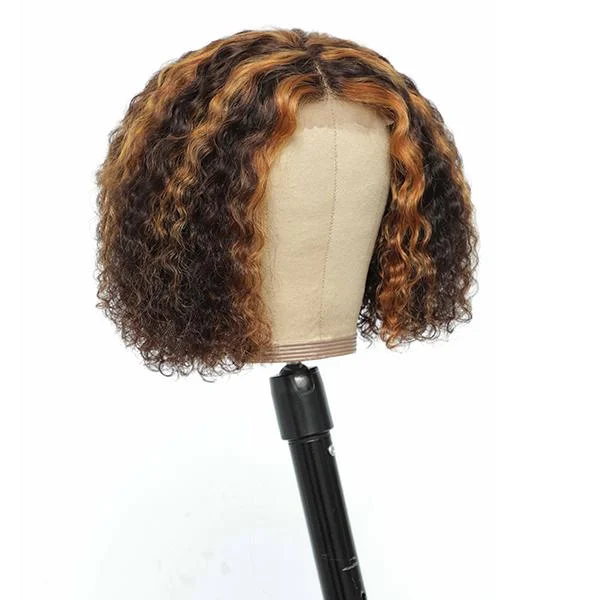 Highlight Bob Wig Curly Lace Front Human Hair Wigs Short Bob Ombre Human Hair Wig 4x4 Closure Brazilian Remy Lace Wig