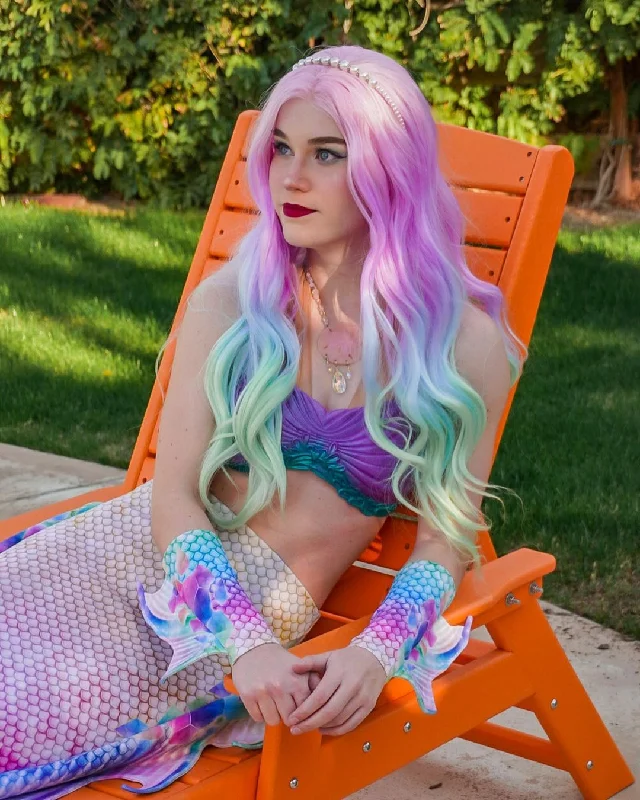 Mermaid - Colorful Long Wavy Synthetic Lace Front Wig Imstyle