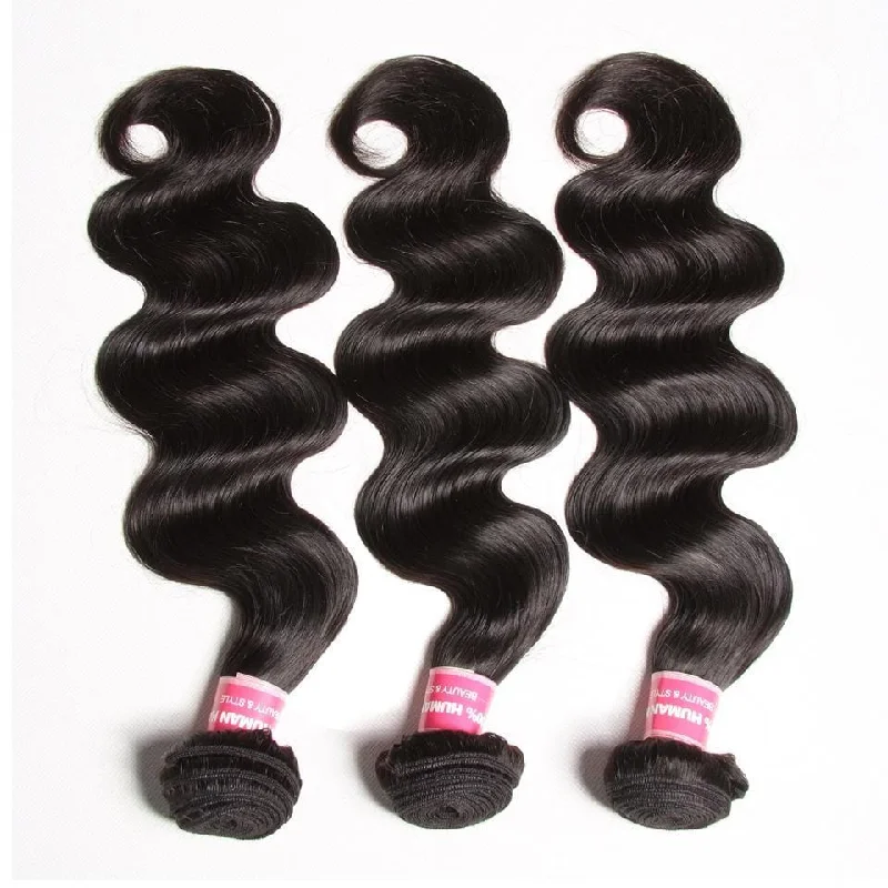 Klaiyi Indian Body Wave 3 Bundles with Ear To Ear Lace Frontal Closure