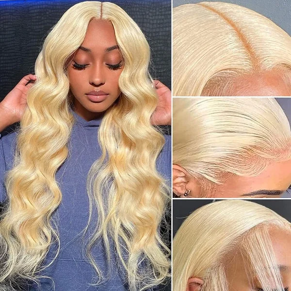 Ishow PPB™ Invisible Knots 613 Honey Blonde Color Body Wave Glueless Ready To Wear Wigs Pre Cut Lace