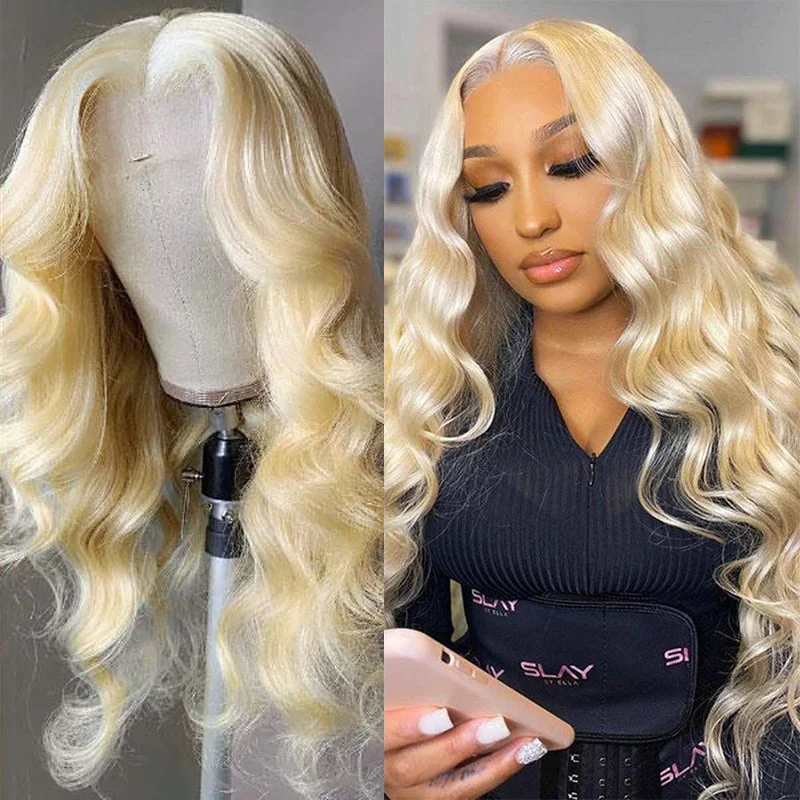 Klaiyi 613 Honey Blonde Body Wave Lace Closure Wig 5*5 HD Glueless Human Hair Wigs 200 Density