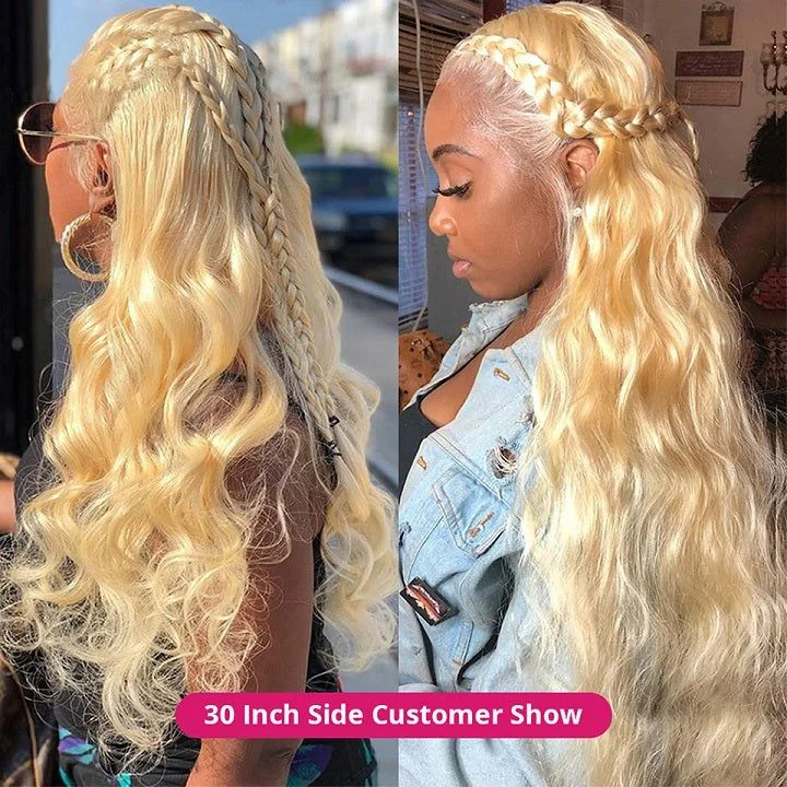 Klaiyi 613 Honey Blonde Body Wave Lace Closure Wig 5*5 HD Glueless Human Hair Wigs 200 Density