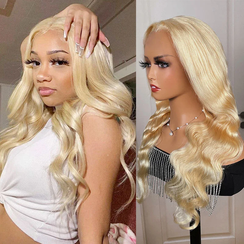 Klaiyi 613 Honey Blonde Body Wave Lace Closure Wig 5*5 HD Glueless Human Hair Wigs 200 Density