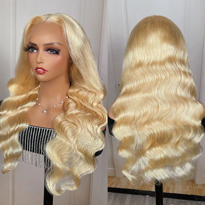 Klaiyi 613 Honey Blonde Body Wave Lace Closure Wig 5*5 HD Glueless Human Hair Wigs 200 Density