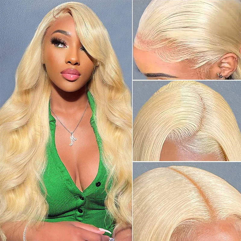 Klaiyi 613 Honey Blonde Body Wave Lace Closure Wig 5*5 HD Glueless Human Hair Wigs 200 Density