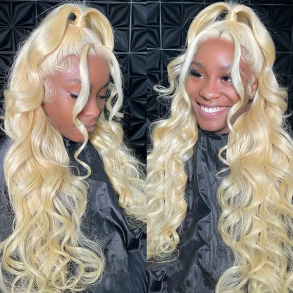 Lolly 613 Blonde Full Lace Wigs Body Wave Glueless Lace Front Wigs 250% Density Human Hair Wigs