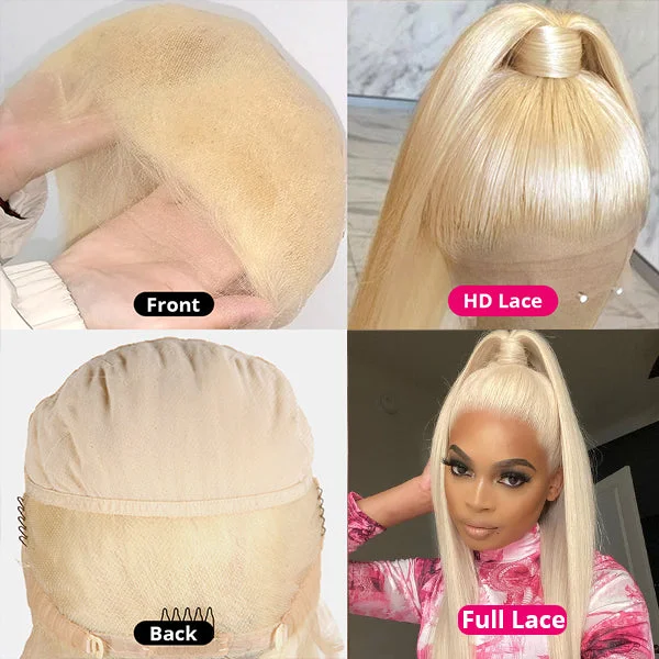 Lolly 613 Blonde Full Lace Wigs Body Wave Glueless Lace Front Wigs 250% Density Human Hair Wigs